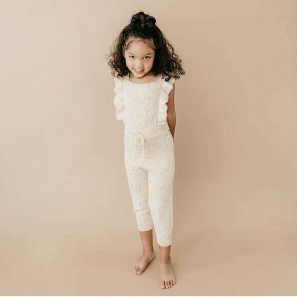 Holley + Sage Little Girls Pale Dusty Pink Merino Wool Made in Peru Knit Romper - Picture 13 of 13